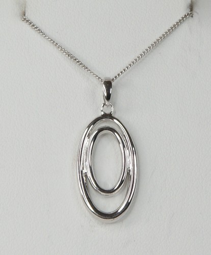 Sterling Silver Double Oval Loop Pendant and Chain